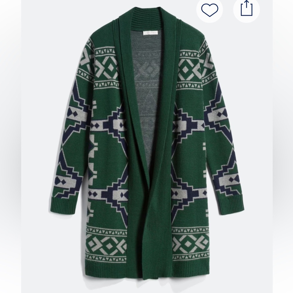 Forest Green & Navy Geo Print Duster